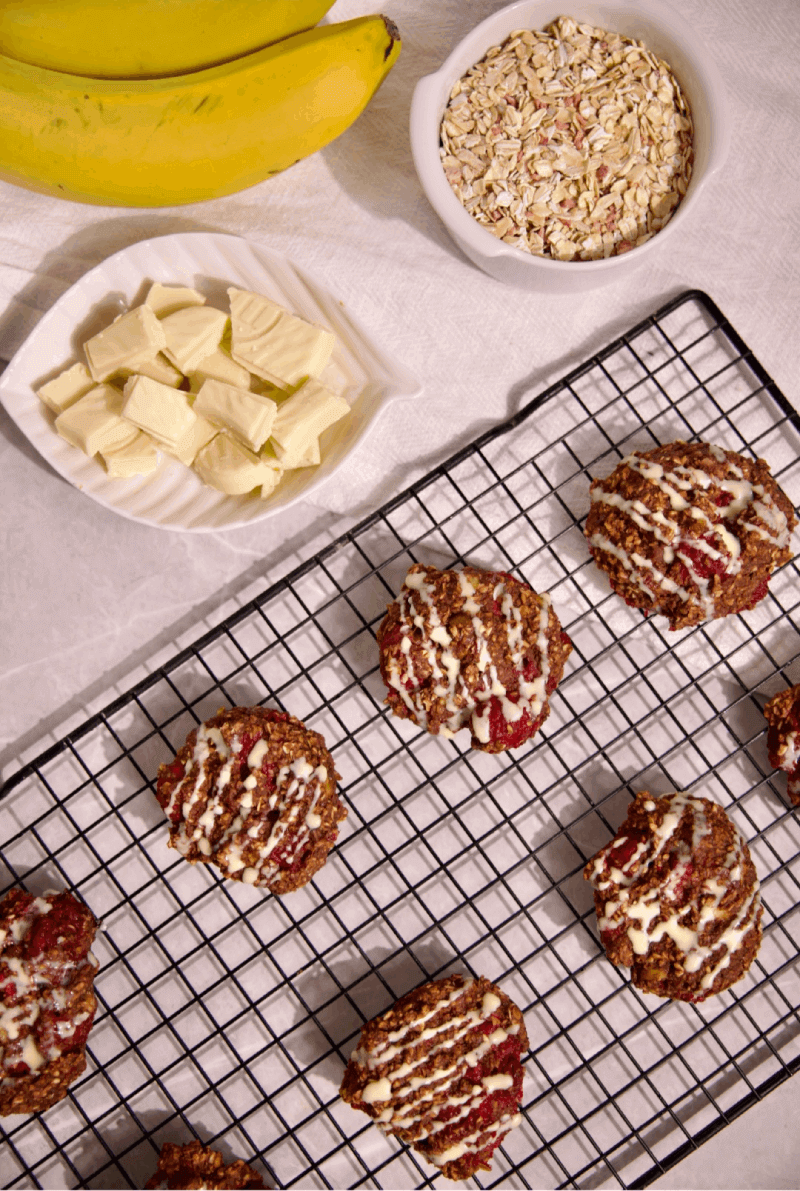 Raspberry and White Chocolate Biscuits
